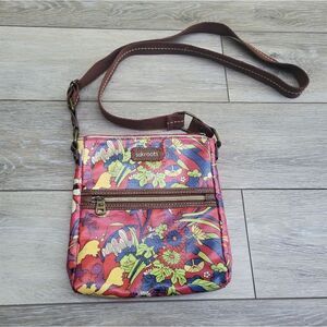 Sakroots cross body purse red floral peace